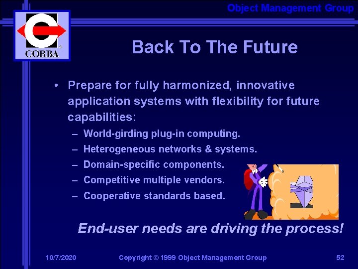 Object Management Group Back To The Future • Prepare for fully harmonized, innovative application