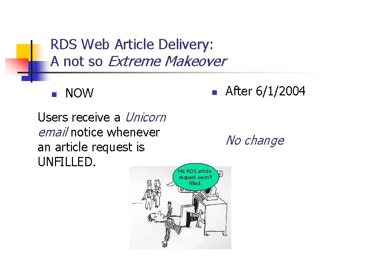 RDS Web Article Delivery: A not so Extreme Makeover n NOW Users receive a