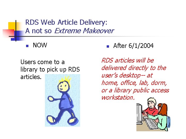 RDS Web Article Delivery: A not so Extreme Makeover n NOW Users come to