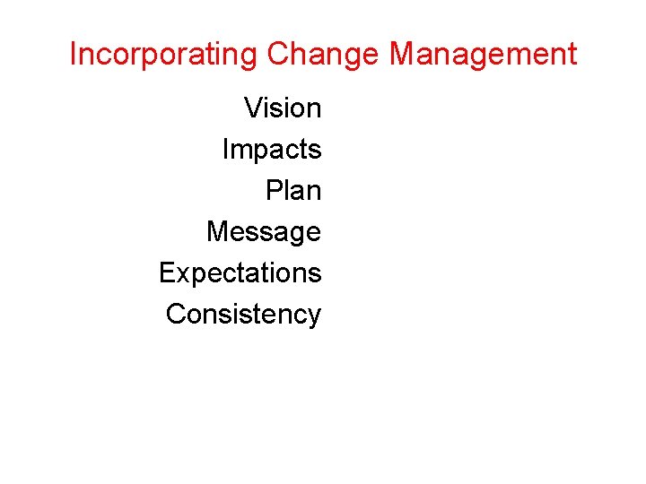 Incorporating Change Management Vision Impacts Plan Message Expectations Consistency 