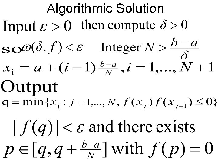 Algorithmic Solution 