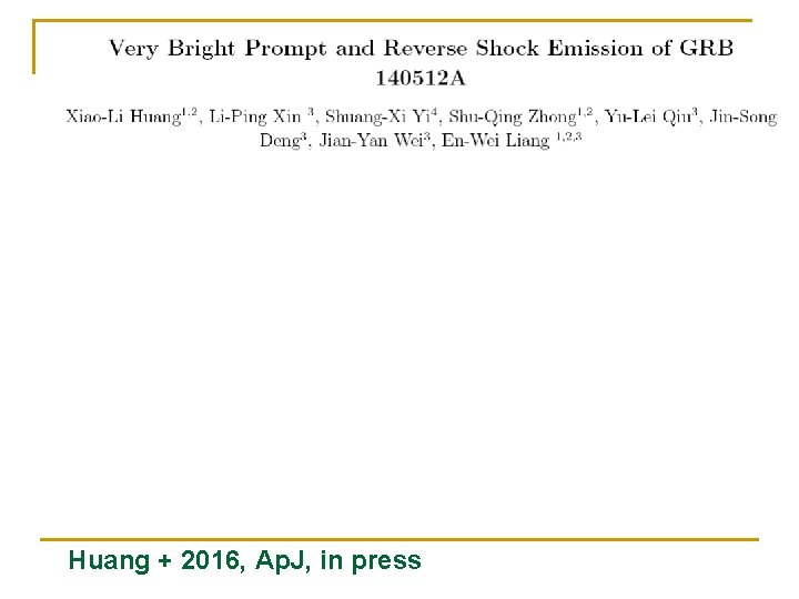 Huang + 2016, Ap. J, in press 