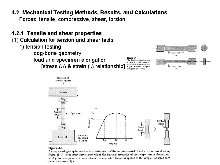 4. 2 Mechanical Testing Methods, Results, and Calculations Forces: tensile, compressive, shear, torsion 4.
