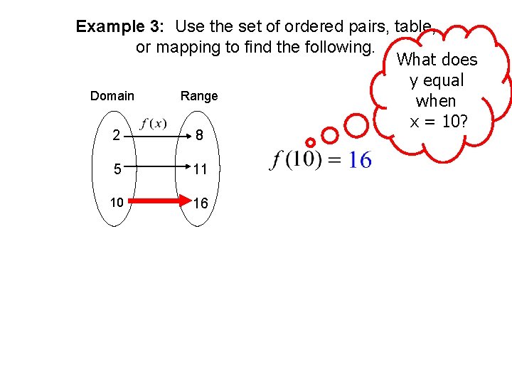 Example 3: Use the set of ordered pairs, table, or mapping to find the