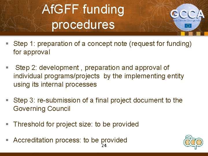 Af. GFF funding procedures § Step 1: preparation of a concept note (request for