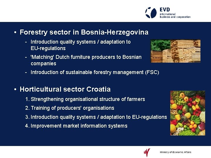  • Forestry sector in Bosnia-Herzegovina - Introduction quality systems / adaptation to EU-regulations