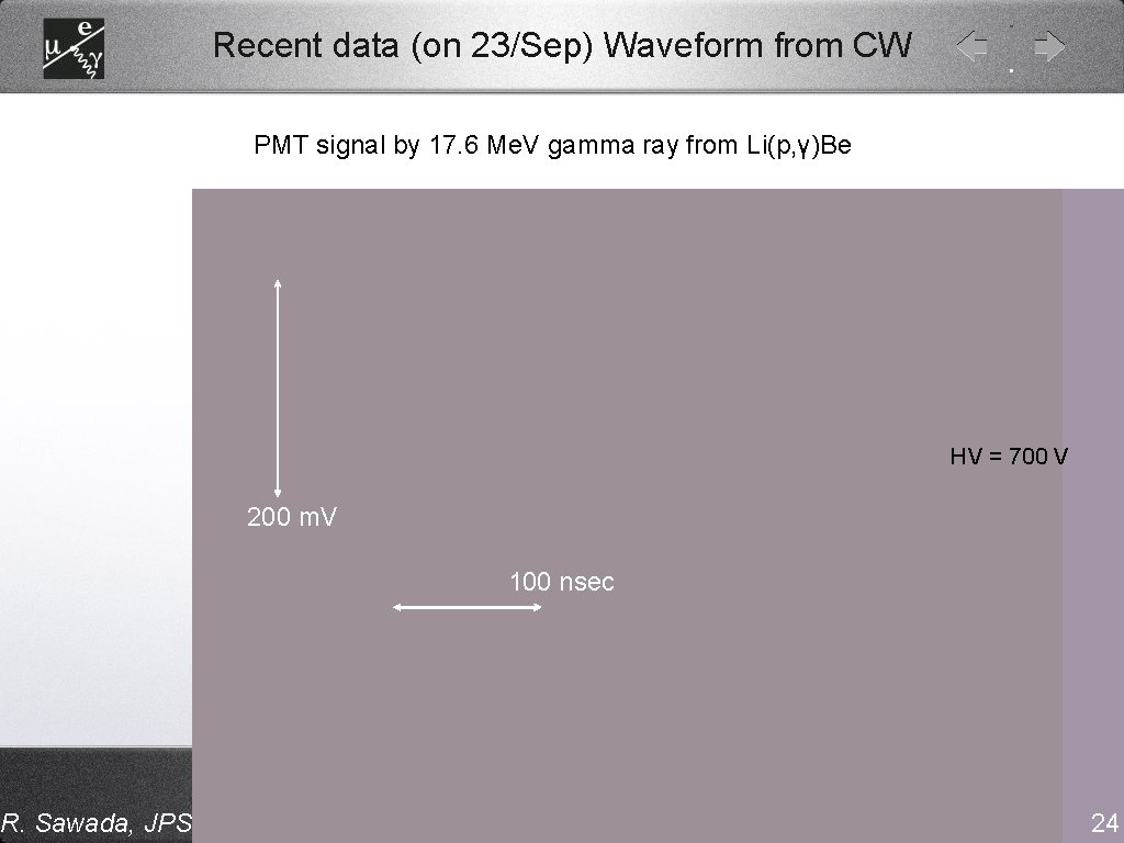 Recent data (on 23/Sep) Waveform from CW PMT signal by 17. 6 Me. V