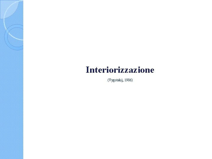 Interiorizzazione (Vygotskij, 1986) 