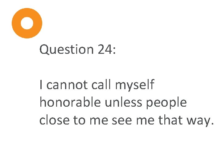 Question 24: I cannot call myself honorable unless people close to me see me