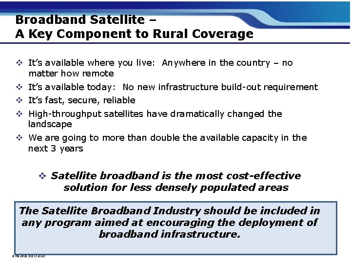 Broadband Satellite – A Key Component to Rural Coverage v It’s available where you