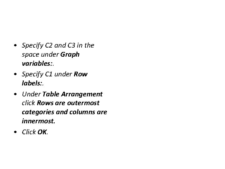  • Specify C 2 and C 3 in the space under Graph variables: