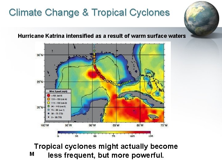 Climate Change & Tropical Cyclones Hurricane Katrina intensified as a result of warm surface