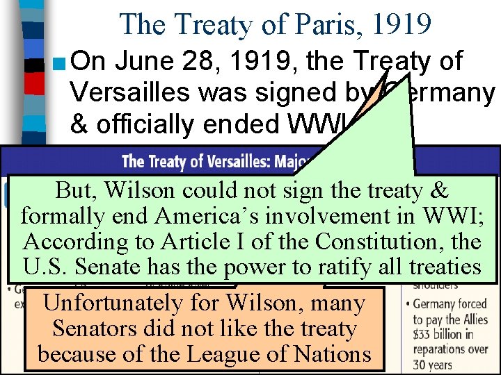 The Treaty of Paris, 1919 ■ On June 28, 1919, the Treaty of Versailles