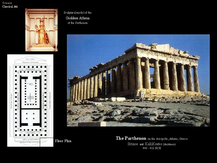 Greece Classical Art Sculptural model of the Goddess Athena of the Parthenon Floor Plan