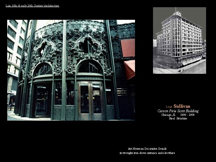 Late 19 th & early 20 th Century Architecture Louis Sullivan Carson Pirie Scott