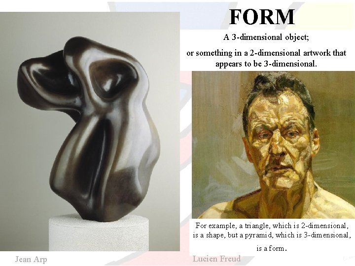 FORM A 3 -dimensional object; or something in a 2 -dimensional artwork that appears