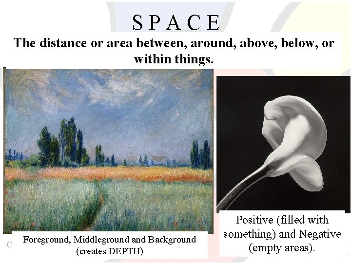 SPACE The distance or area between, around, above, below, or withings. Robert Mapplethorpe Foreground,