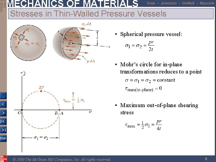 Fifth Edition MECHANICS OF MATERIALS Beer • Johnston • De. Wolf • Mazurek Stresses