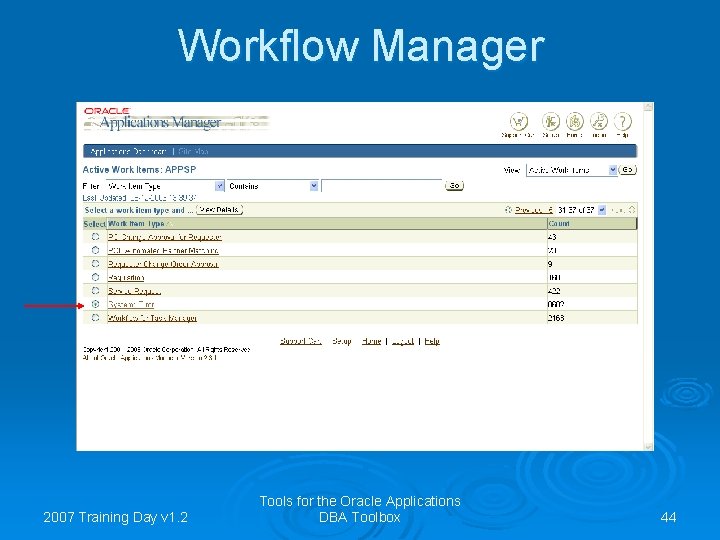 Workflow Manager 2007 Training Day v 1. 2 Tools for the Oracle Applications DBA