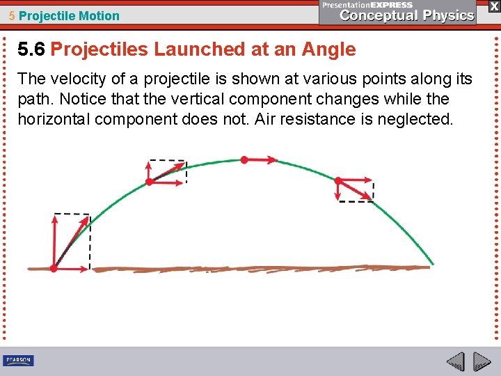 5 Projectile Motion 5. 6 Projectiles Launched at an Angle The velocity of a