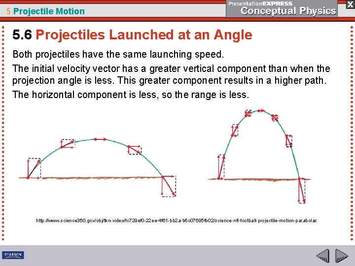 5 Projectile Motion 5. 6 Projectiles Launched at an Angle Both projectiles have the