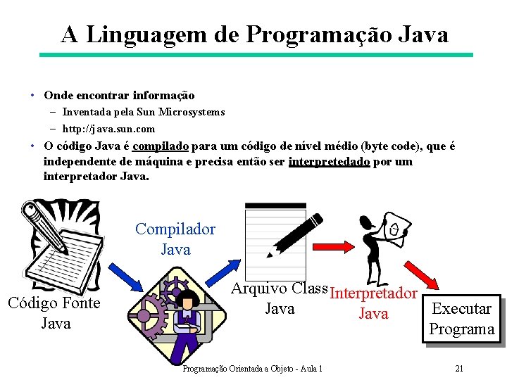 A Linguagem de Programação Java • Onde encontrar informação – Inventada pela Sun Microsystems