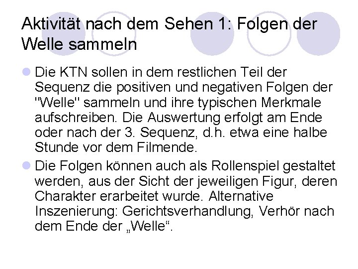 Aktivität nach dem Sehen 1: Folgen der Welle sammeln l Die KTN sollen in