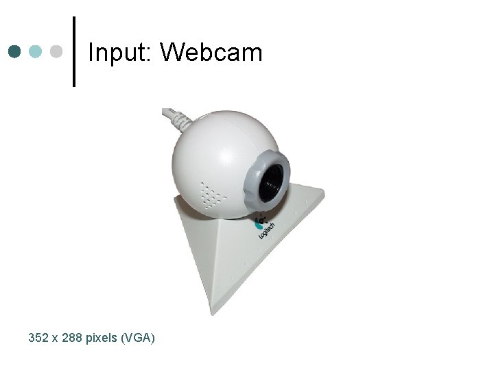 Input: Webcam 352 x 288 pixels (VGA) 