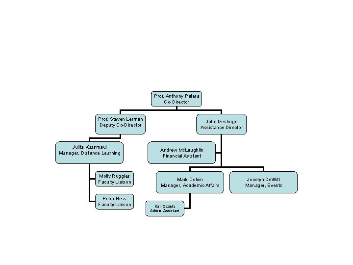 Prof. Anthony Patera Co-Director Prof. Steven Lerman Deputy Co-Director Julita Kussmaul Manager, Distance Learning