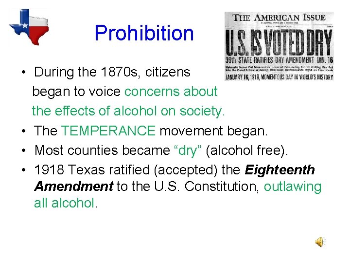 Prohibition • During the 1870 s, citizens began to voice concerns about the effects