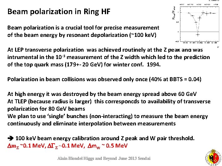 Beam polarization in Ring HF Beam polarization is a crucial tool for precise measurement