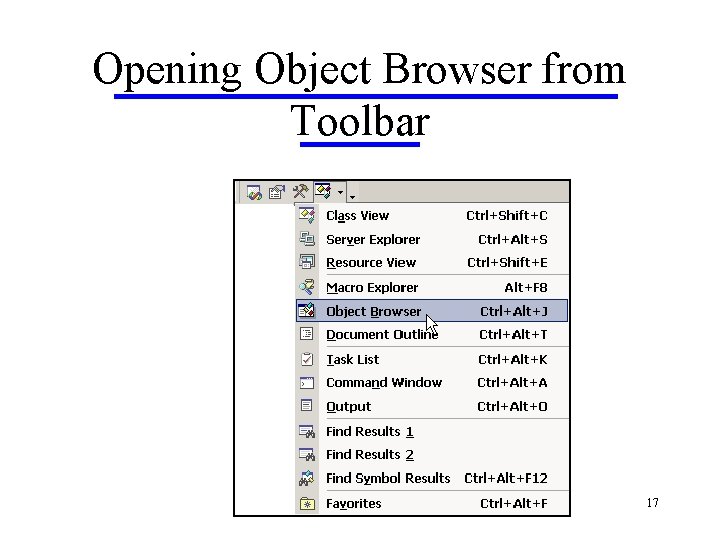 Opening Object Browser from Toolbar 17 