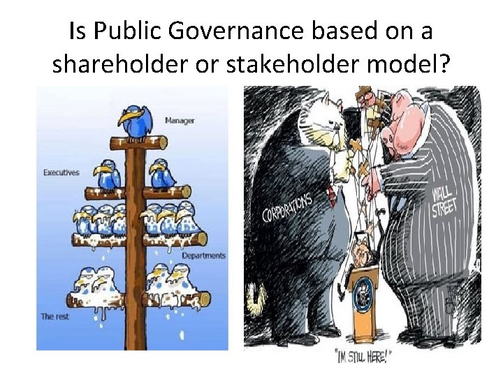 Is Public Governance based on a shareholder or stakeholder model? 