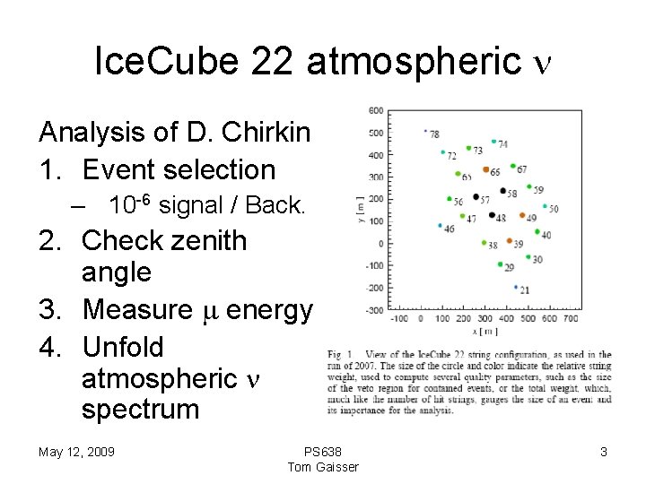 Ice. Cube 22 atmospheric n Analysis of D. Chirkin 1. Event selection – 10