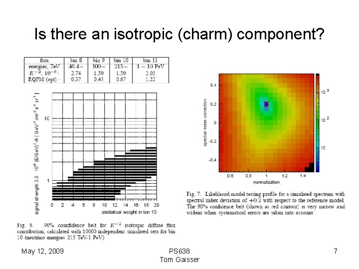 Is there an isotropic (charm) component? May 12, 2009 PS 638 Tom Gaisser 7