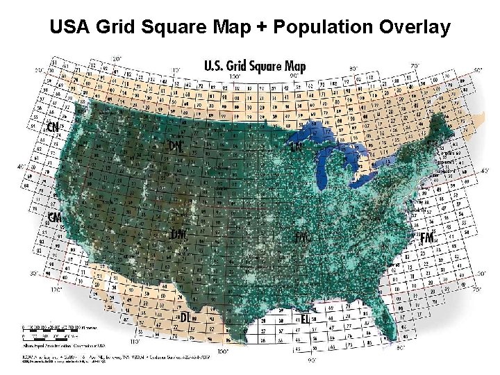 USA Grid Square Map + Population Overlay 