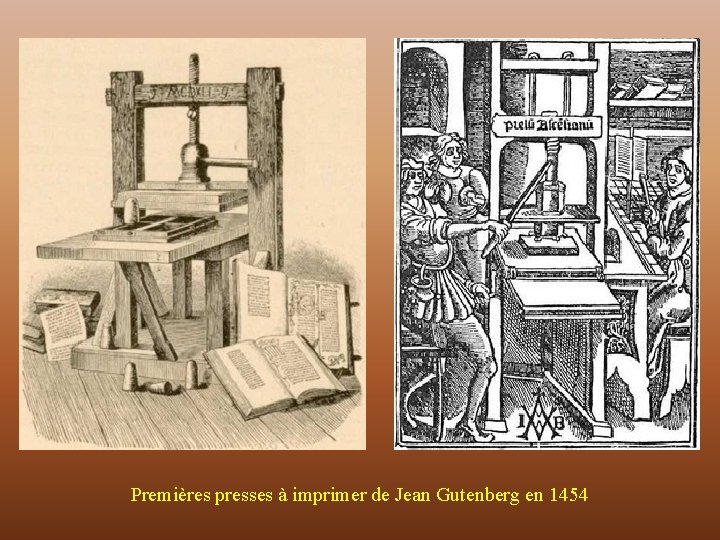 Premières presses à imprimer de Jean Gutenberg en 1454 