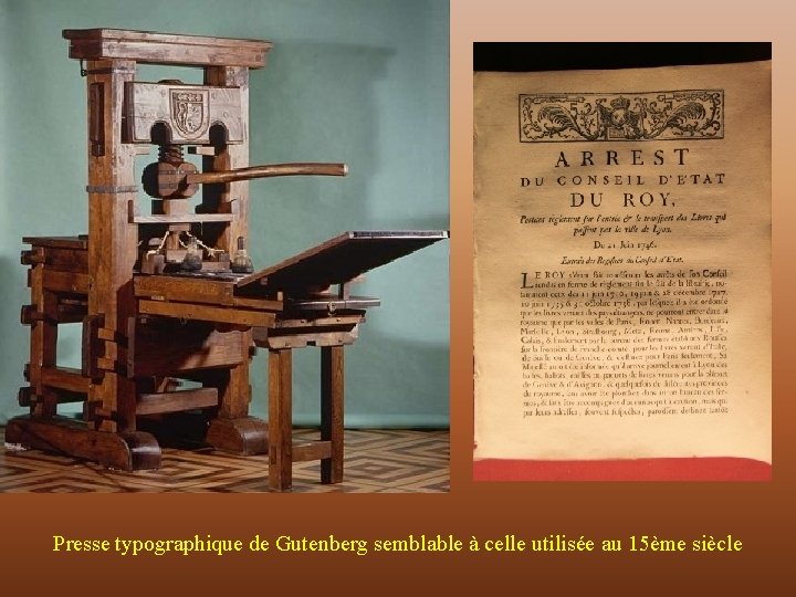 Presse typographique de Gutenberg semblable à celle utilisée au 15ème siècle 