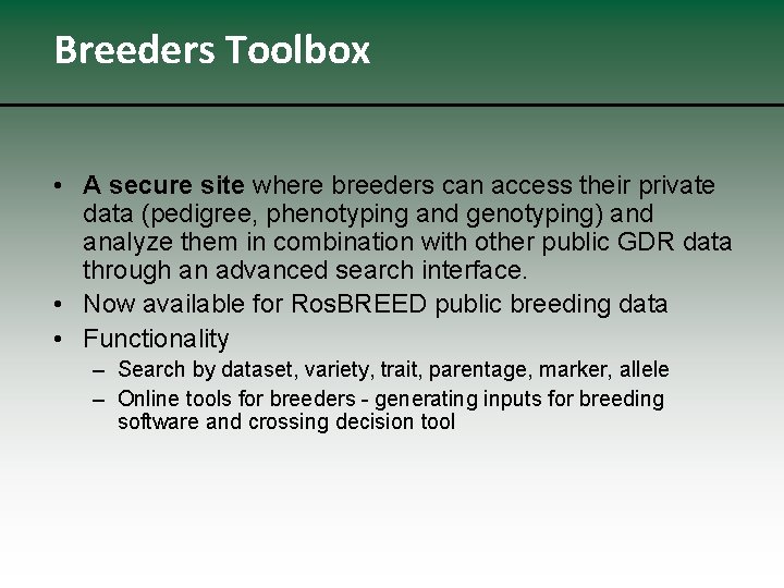 Breeders Toolbox • A secure site where breeders can access their private data (pedigree,