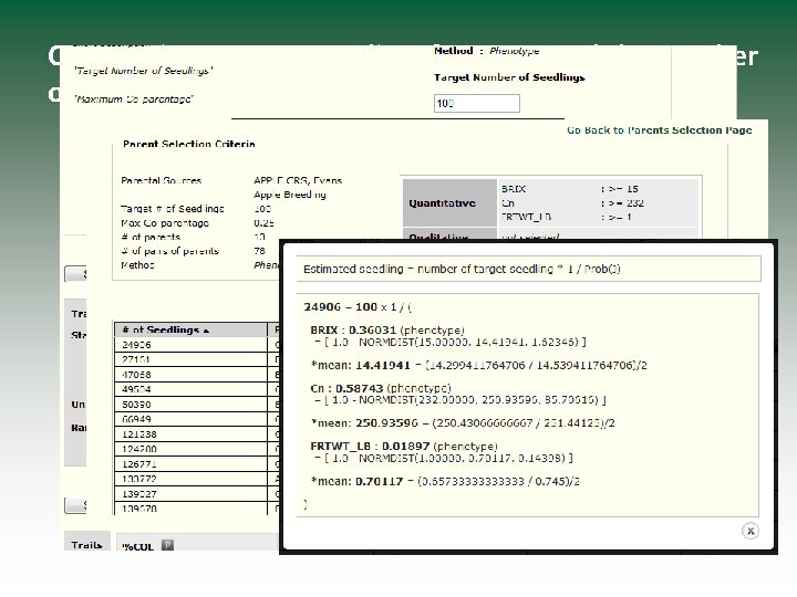 Cross. Assist: Generates a list of parents and the number of seedlings to get