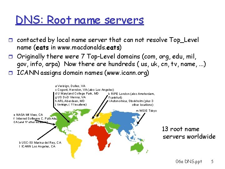 DNS: Root name servers r contacted by local name server that can not resolve