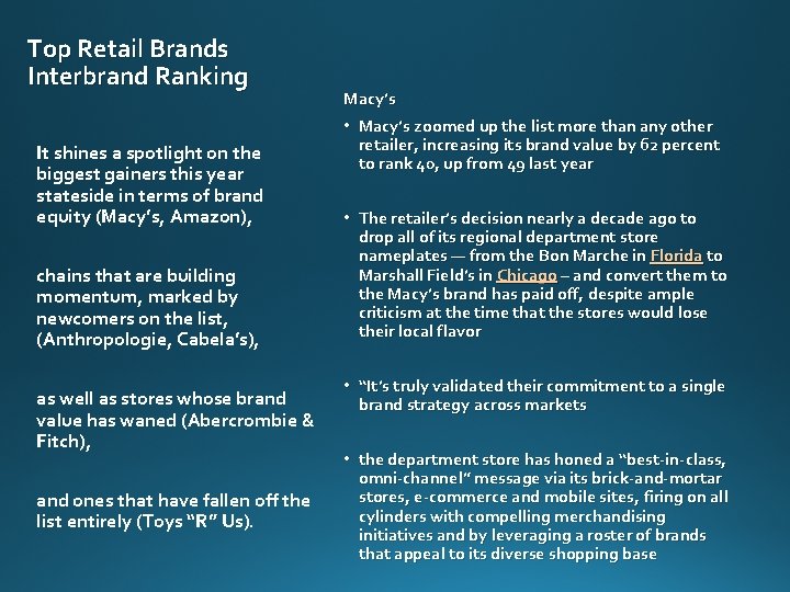 Top Retail Brands Interbrand Ranking It shines a spotlight on the biggest gainers this