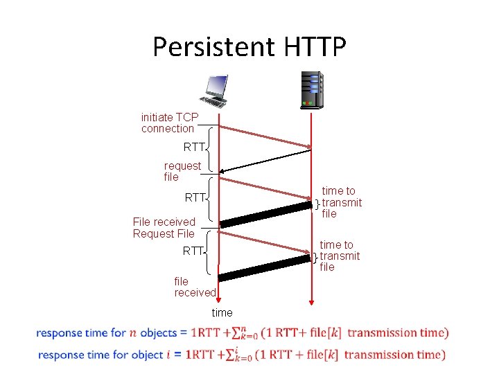 Persistent HTTP initiate TCP connection RTT request file time to transmit file RTT File