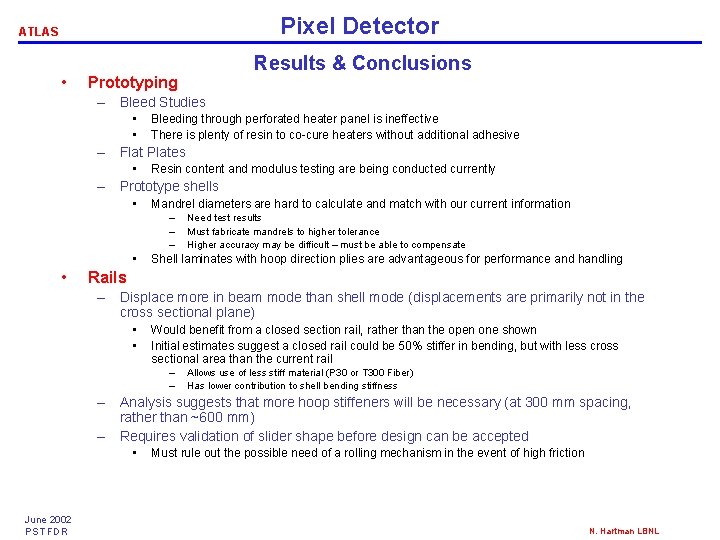 Pixel Detector ATLAS • Results & Conclusions Prototyping – Bleed Studies • • Bleeding