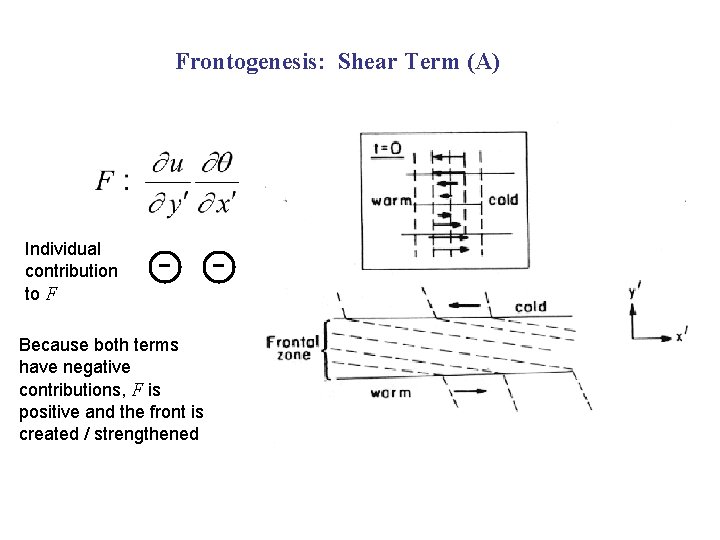 Frontogenesis: Shear Term (A) Individual contribution to F - Because both terms have negative