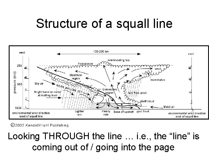 Structure of a squall line Looking THROUGH the line … i. e. , the