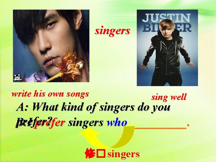 singers write his own songs sing well A: What kind of singers do you