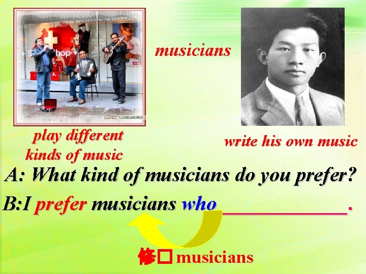 musicians play different kinds of music write his own music A: What kind of