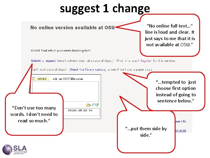 suggest 1 change “No online full text…” line is loud and clear. It just