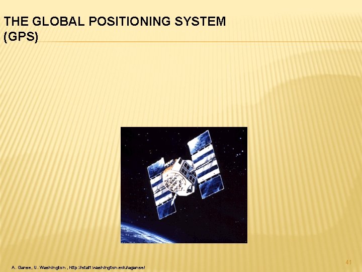 THE GLOBAL POSITIONING SYSTEM (GPS) A. Ganse, U. Washington , http: //staff. washington. edu/aganse/
